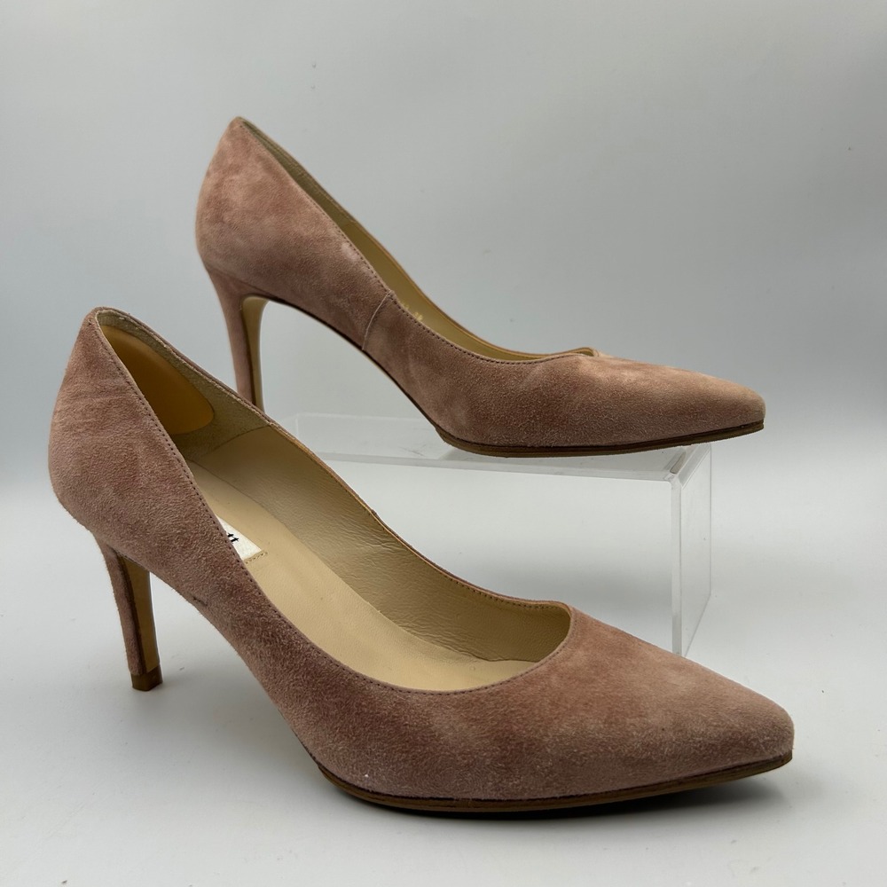 L.K. Bennett Suede Pumps Womens 38 7.5 Rose Pointed Toe Stiletto Quiet Luxury